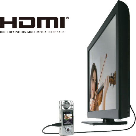 Подключение видеорекордера ZOOM Q2HD к телевизору HD через порт HDMI