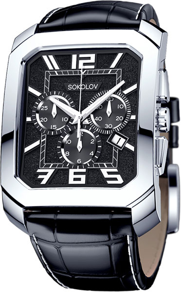 Фото «Российские серебряные наручные часы SOKOLOV 144.30.00.000.07.01.3 с хронографом»