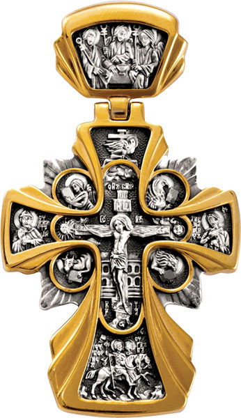 Мужской серебряный православный крестик с распятием Акимов 101.227