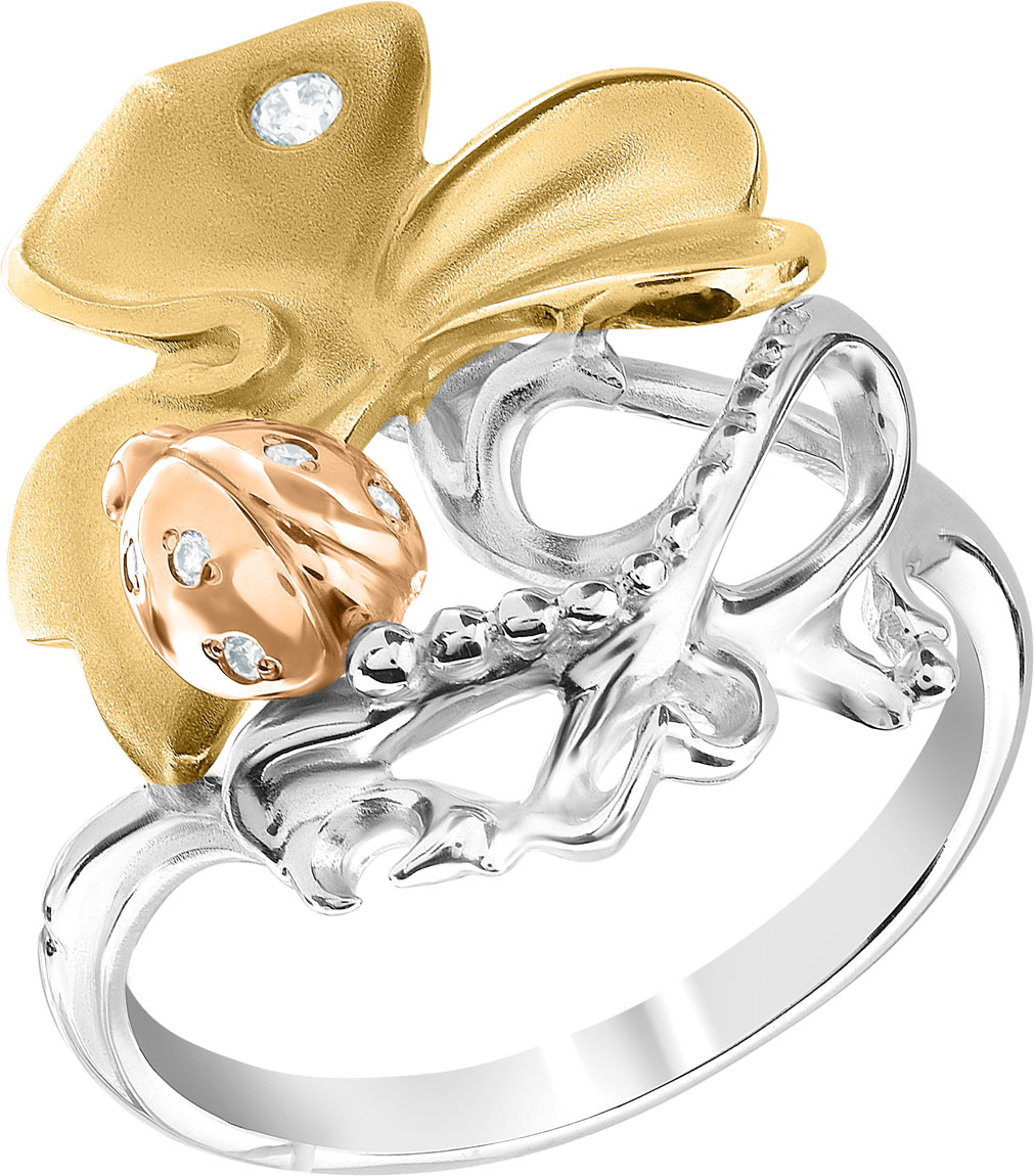 Золотое кольцо ''Клевер'' Альдзена K-14040 с бриллиантами