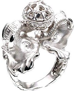 Серебряное кольцо ''Слоны'' Альдзена K-25034 с фианитами Swarovski