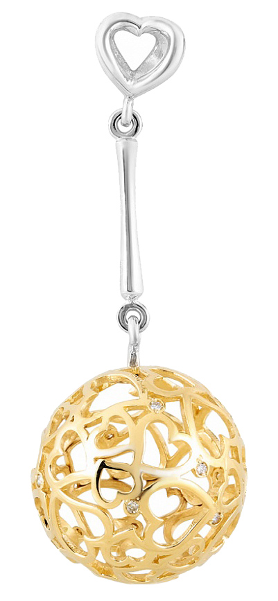 Золотой кулон ''Сердце'' Альдзена P-41001 с бриллиантами