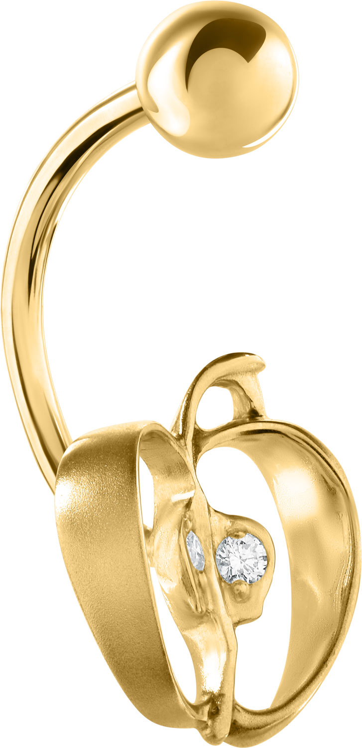 Золотая серьга для пирсинга пупка ''Райские яблочки'' Альдзена PR-11013 с бриллиантами