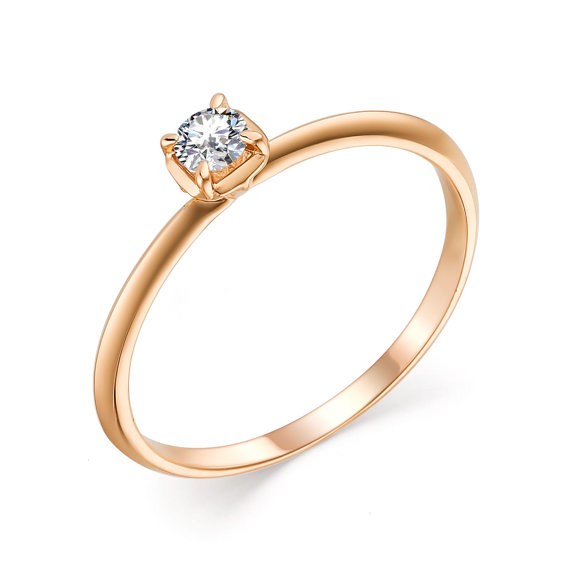 Золотое кольцо Алькор 13628-100 c бриллиантом