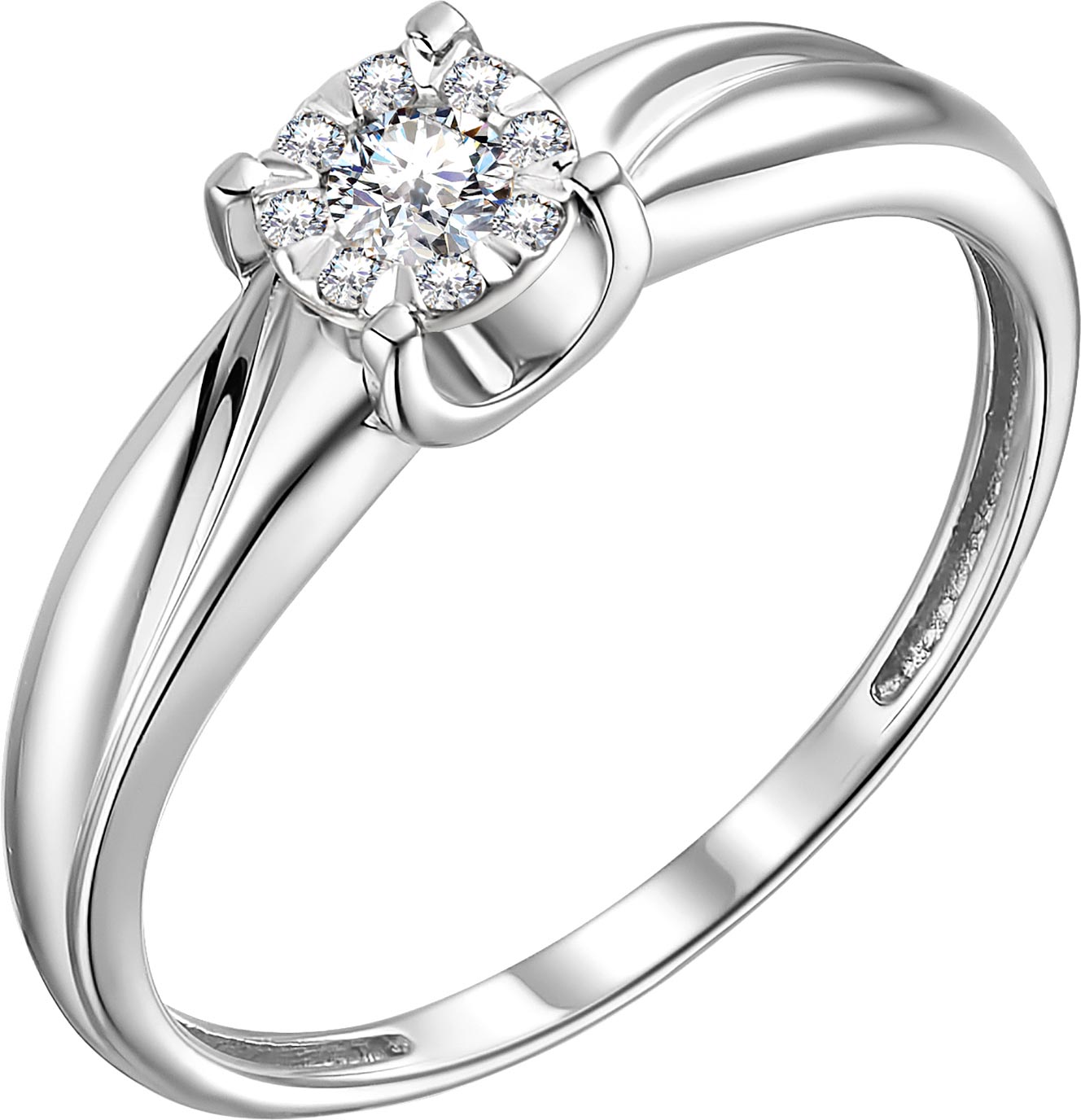 Помолвочное кольцо из белого золота Алькор 13714-200 с бриллиантом