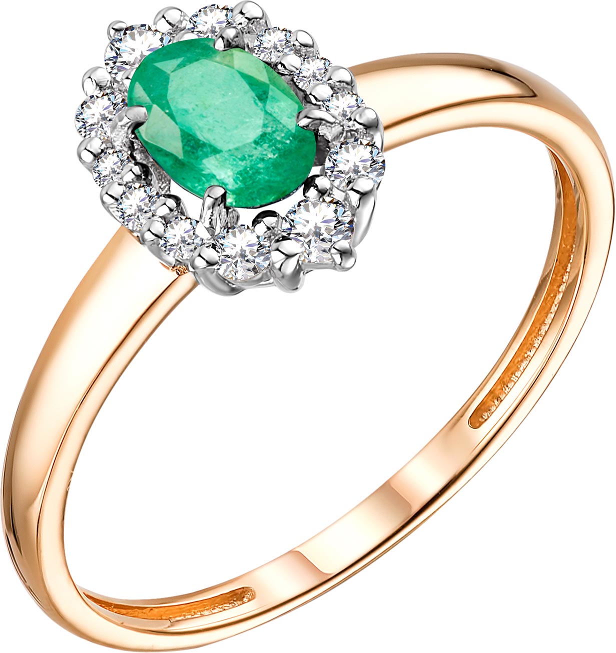 Золотое кольцо Алькор 13919-101 с изумрудом, бриллиантами