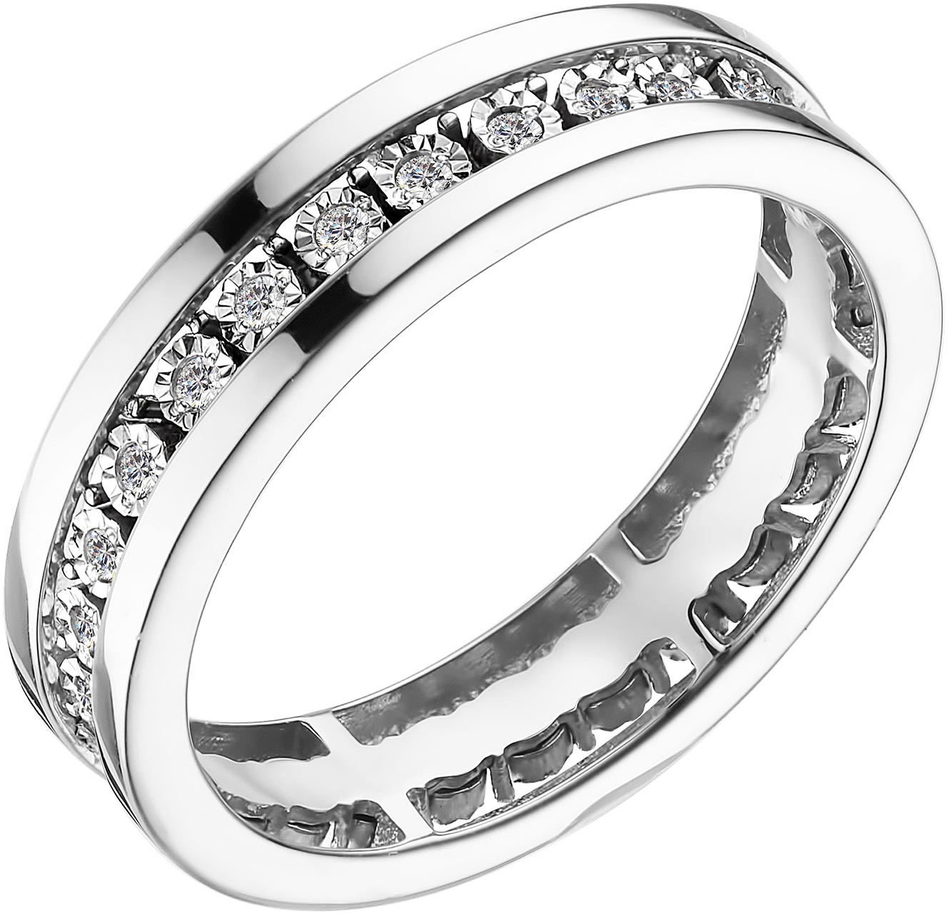 Обручальное кольцо из белого золота Алькор 13948-200 с бриллиантами