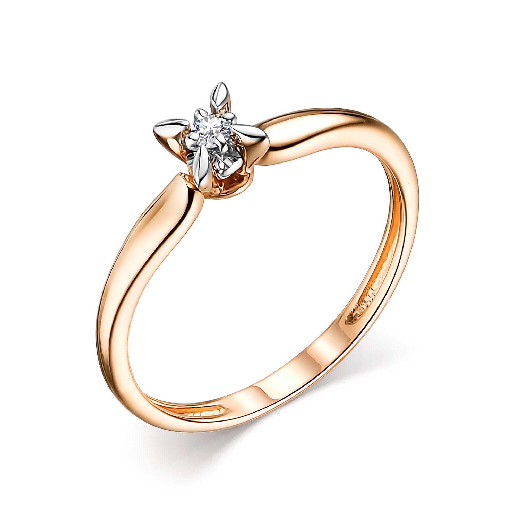 Золотое кольцо Алькор 14281-100 c бриллиантом