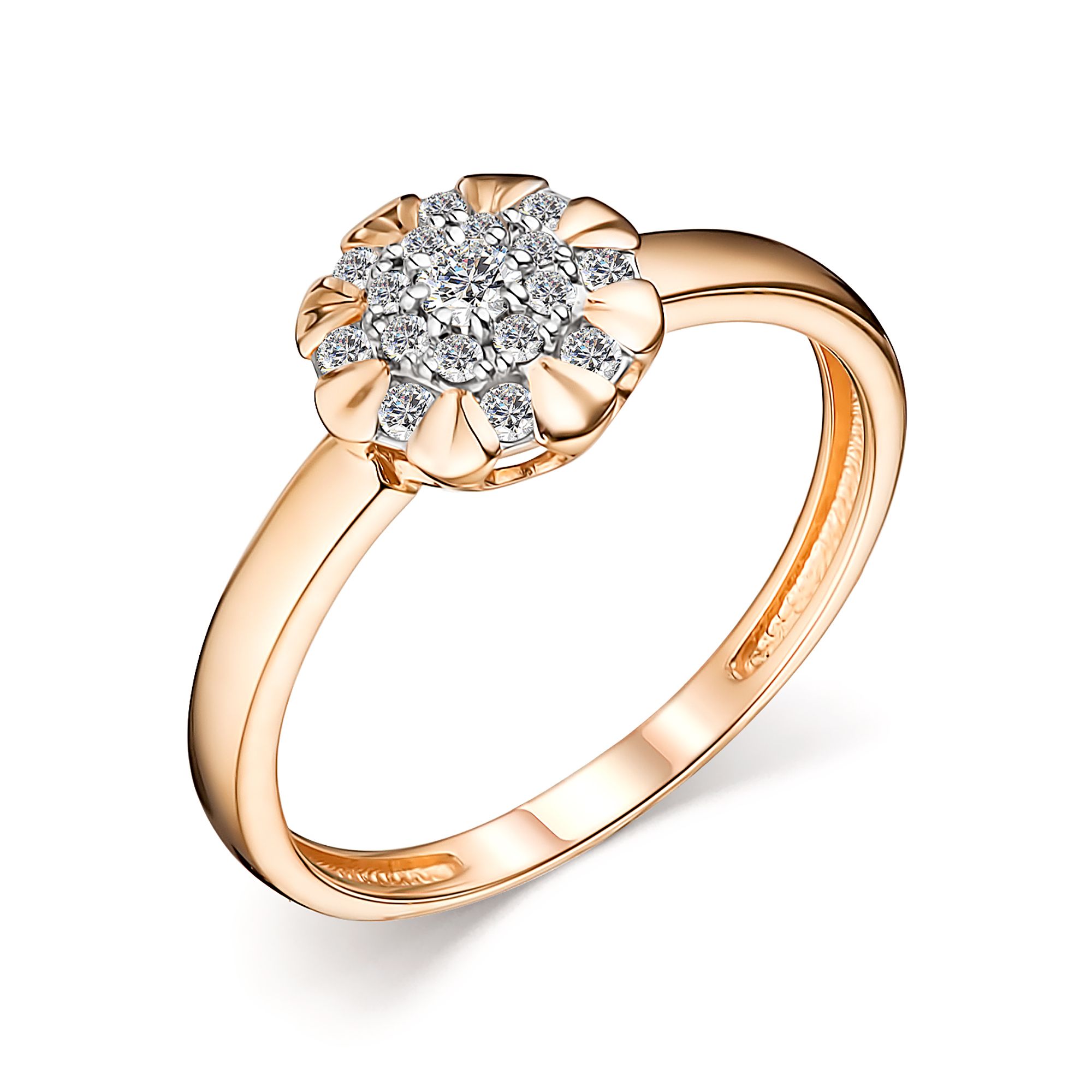 Золотое кольцо Алькор 14413-100 c бриллиантом