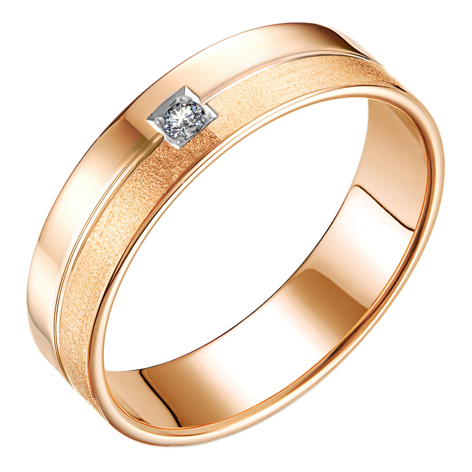 Золотое обручальное парное кольцо Алькор 14795-A00 с бриллиантом