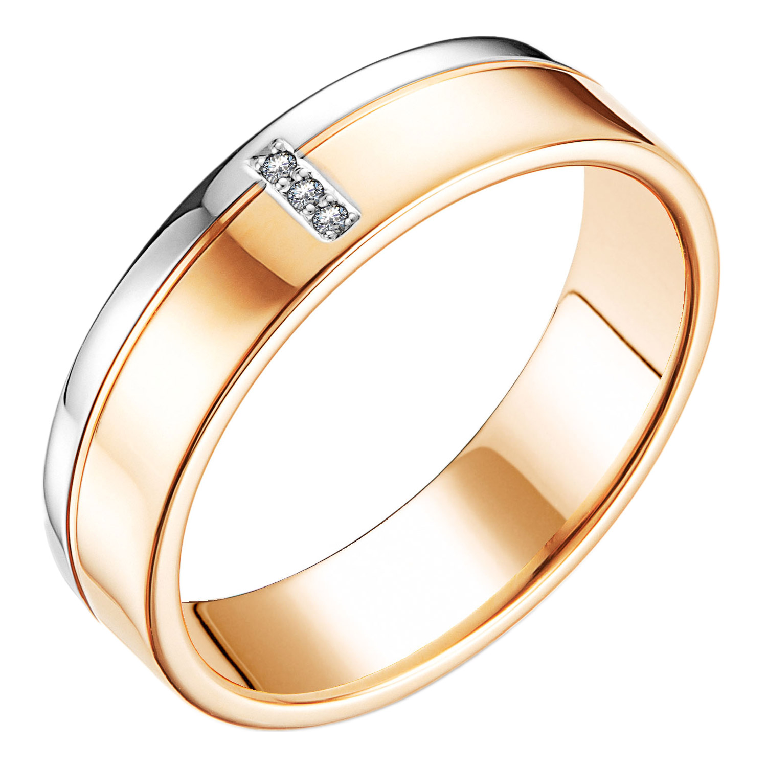 Золотое обручальное парное кольцо Алькор 14806-100 с бриллиантами