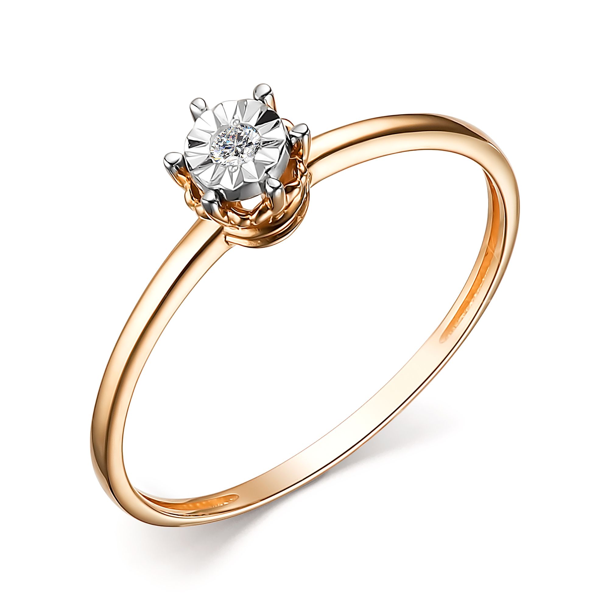 Золотое помолвочное кольцо Алькор 15027-100 с бриллиантом
