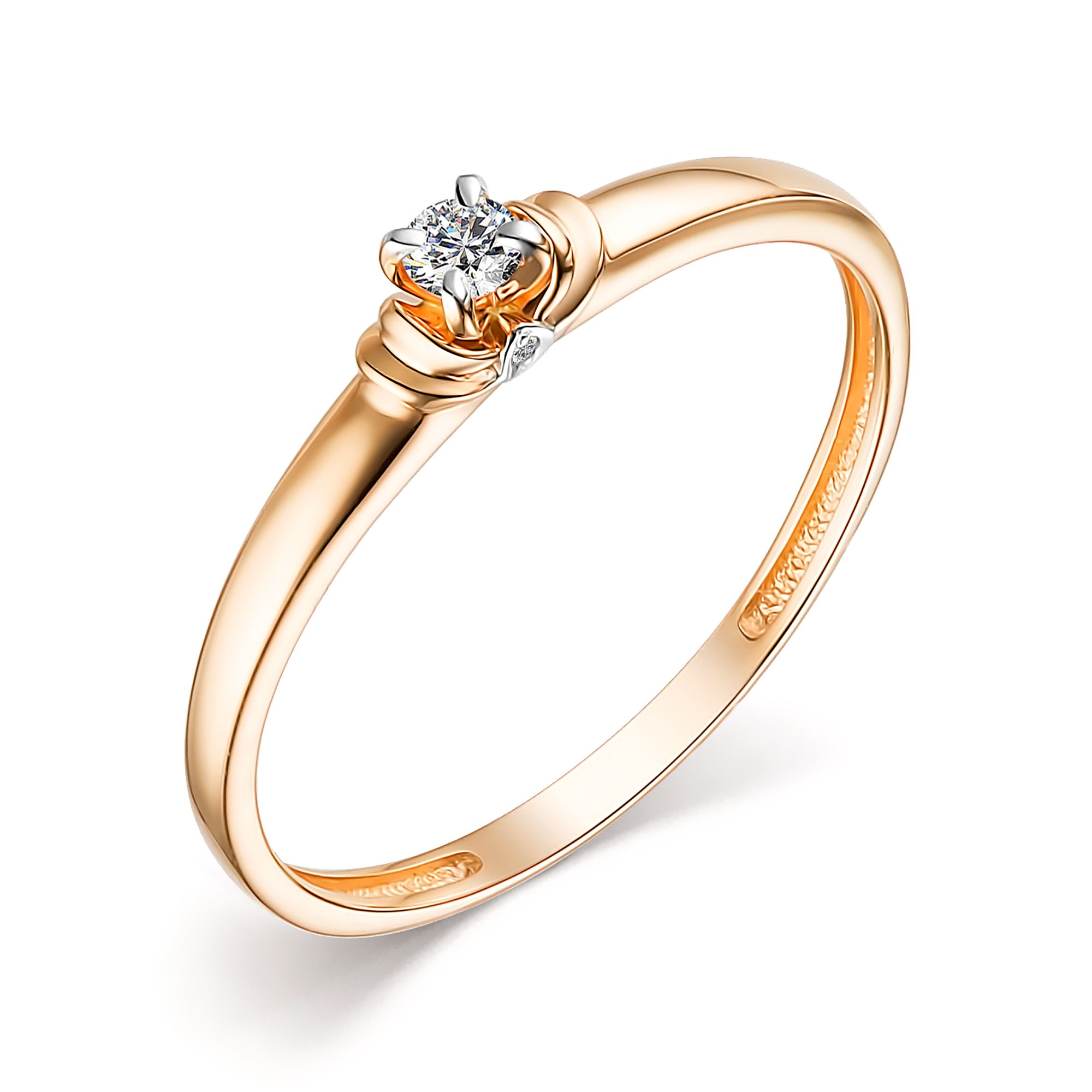 Золотое помолвочное кольцо Алькор 15028-100 с бриллиантом