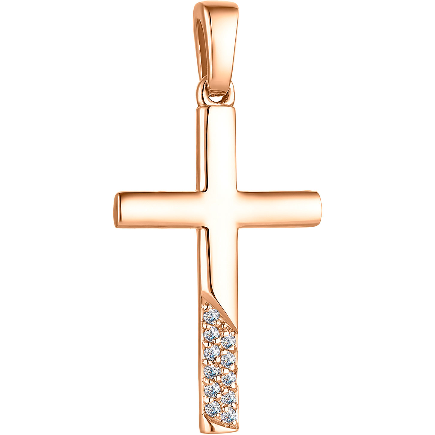 Женский золотой декоративный крестик Алькор 33301-100 с бриллиантами