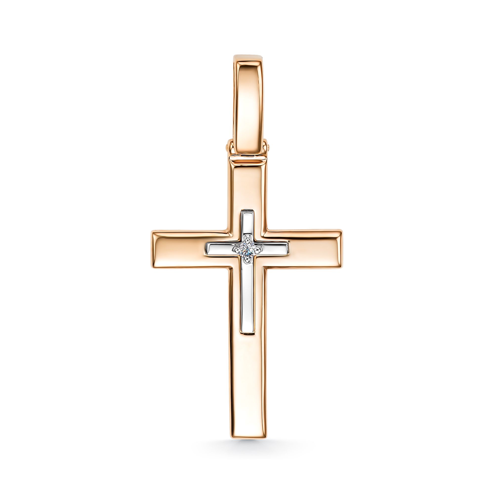Женский золотой декоративный крестик Алькор 35268-100 с бриллиантом —купить в AllTime.ru — фото