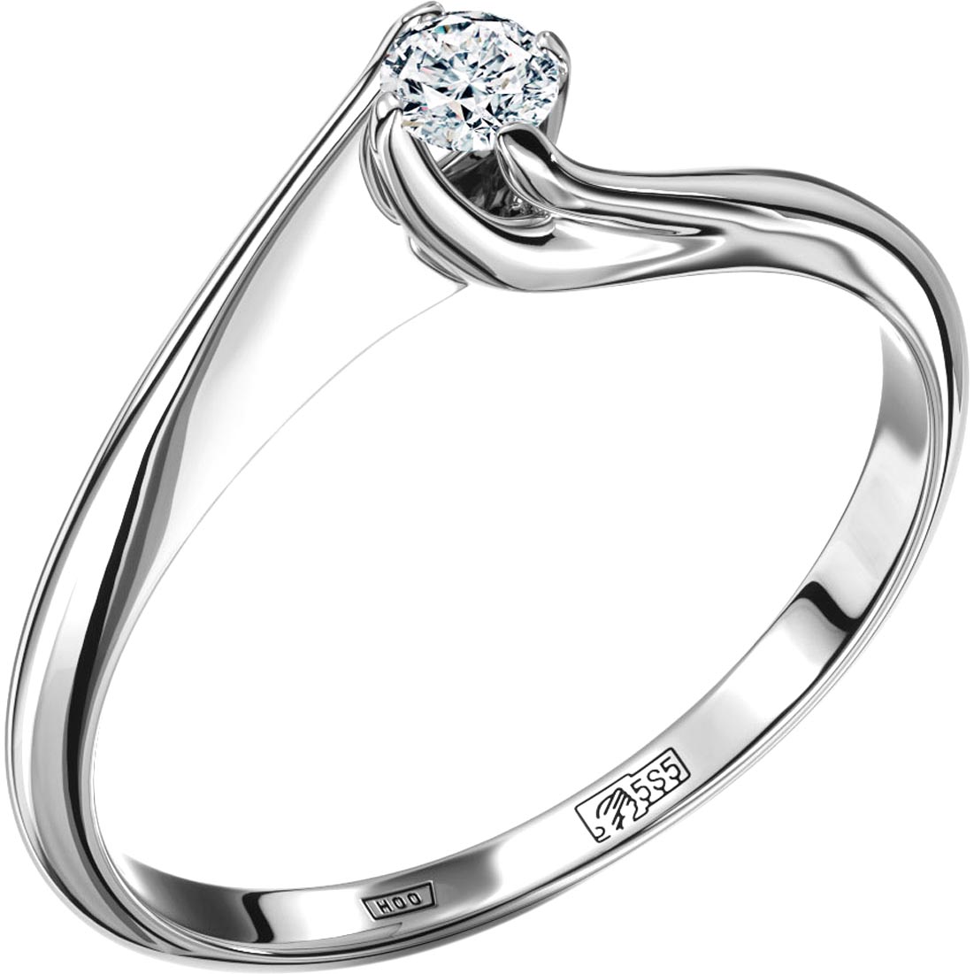 Помолвочное кольцо из белого золота ALROSA DIAMONDS 0B006E21S с бриллиантом