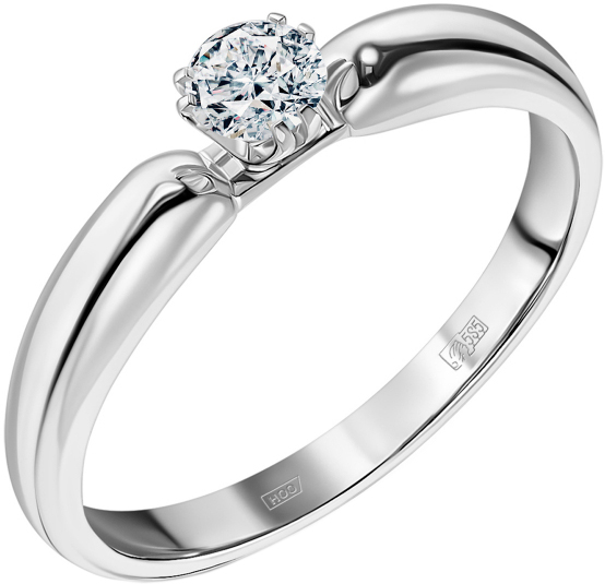 Помолвочное кольцо из белого золота ALROSA DIAMONDS 0C028211S с бриллиантом