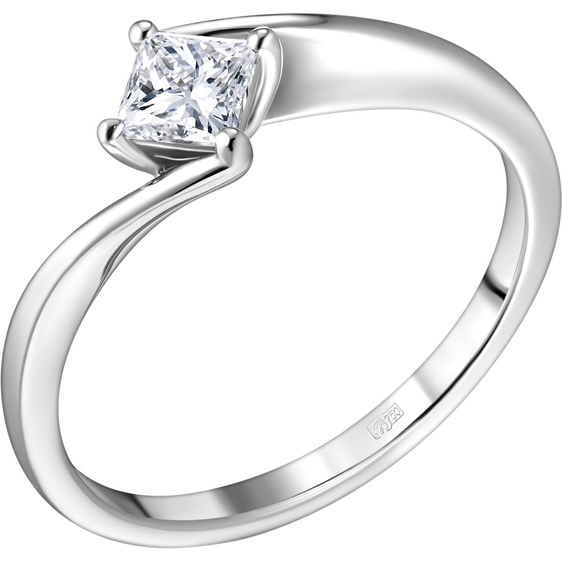 Помолвочное кольцо из белого золота ALROSA DIAMONDS 0C230211S с бриллиантом