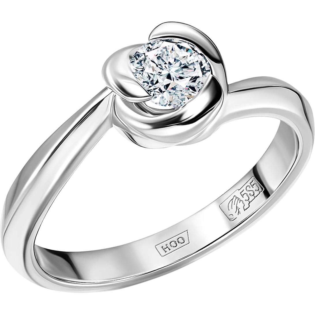 Золотое кольцо ALROSA DIAMONDS 0C585121S-17 c бриллиантом