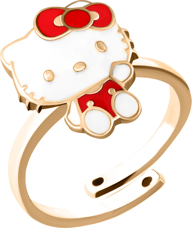 Детское серебряное открытое кольцо ''Хелло Китти'' Aquamarine 54633-S-g-a с эмалью