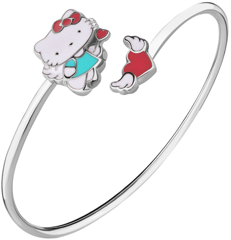 Детский серебряный открытый браслет ''Hello Kitty'' Aquamarine 74420-S-a с эмалью