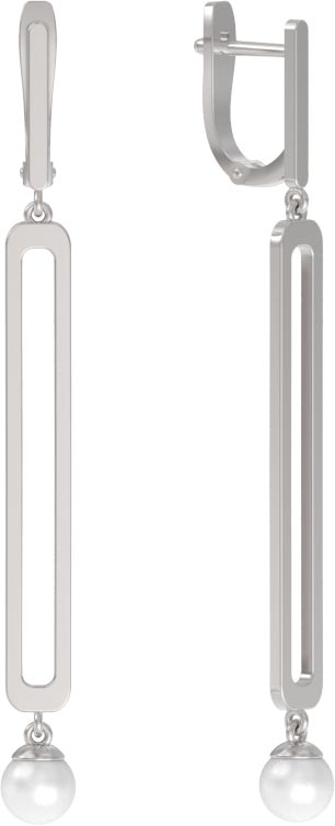 Серебряные длинные серьги с подвесками Арина 1041982-01250-2S с жемчугом Swarovski