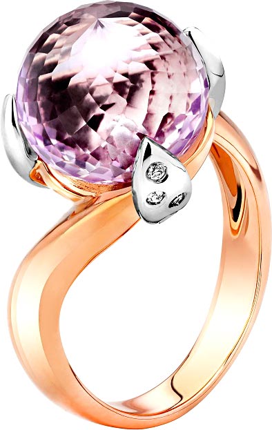 Женский золотой перстень Art I Fact Jewellery 0121.0066-rings-brilliant-ametist с аметистом, бриллиантами