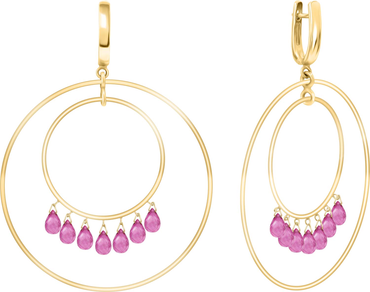 Золотые серьги круглые Art I Fact Jewellery 0202.0025-earrings-rubin с рубинами