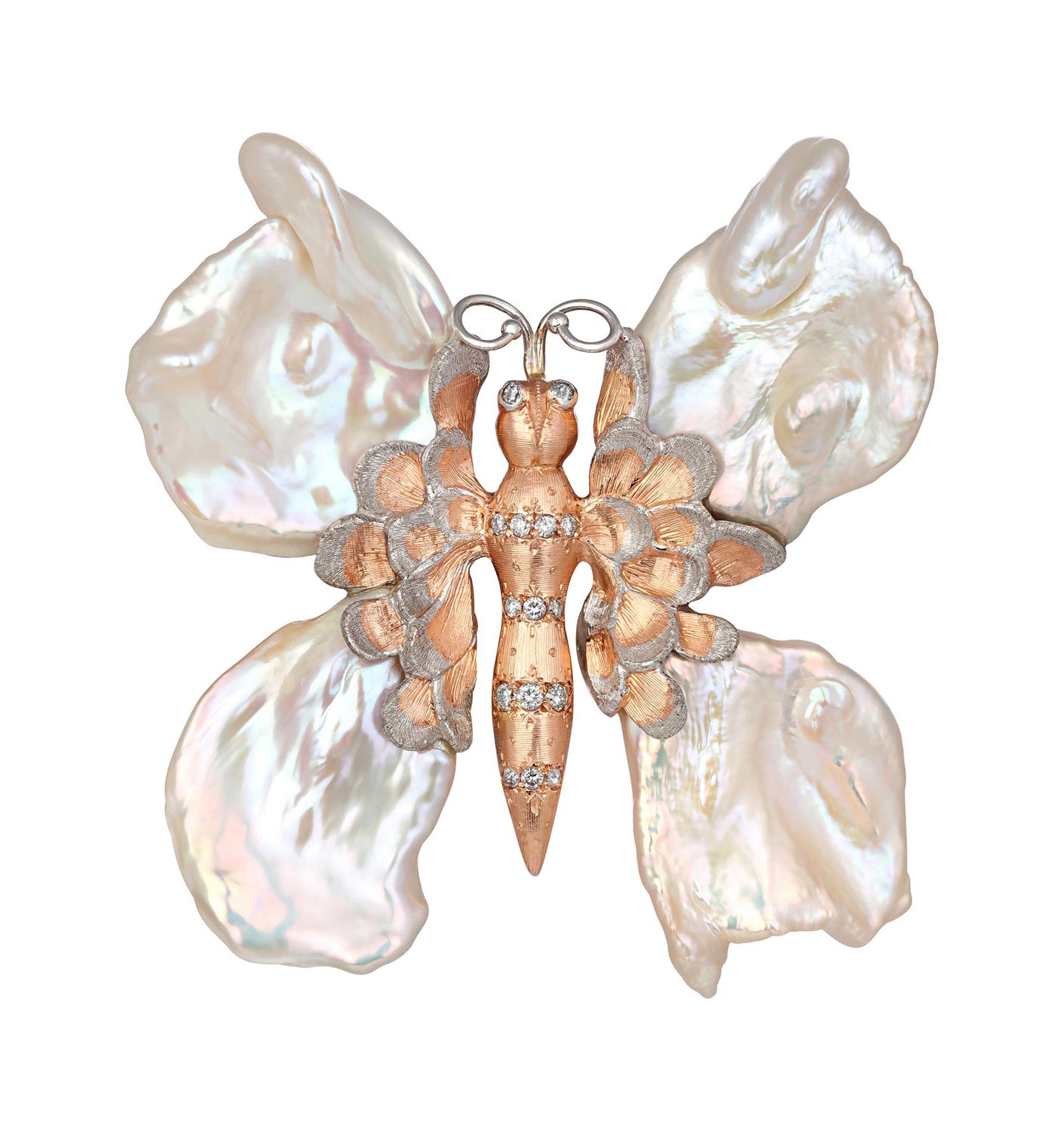 Золотая брошь ''Бабочка'' Art I Fact Jewellery 1021.0112-brooches-brilliant-zhemchug с жемчугом, бриллиантами