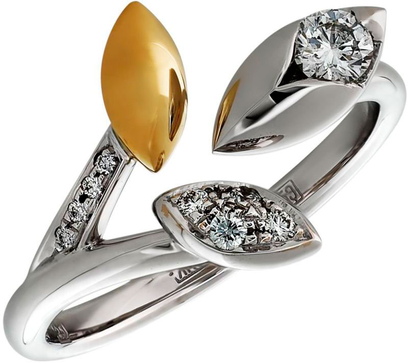 Открытое кольцо из белого золота Арт-Модерн 010444-ZH/B с бриллиантами
