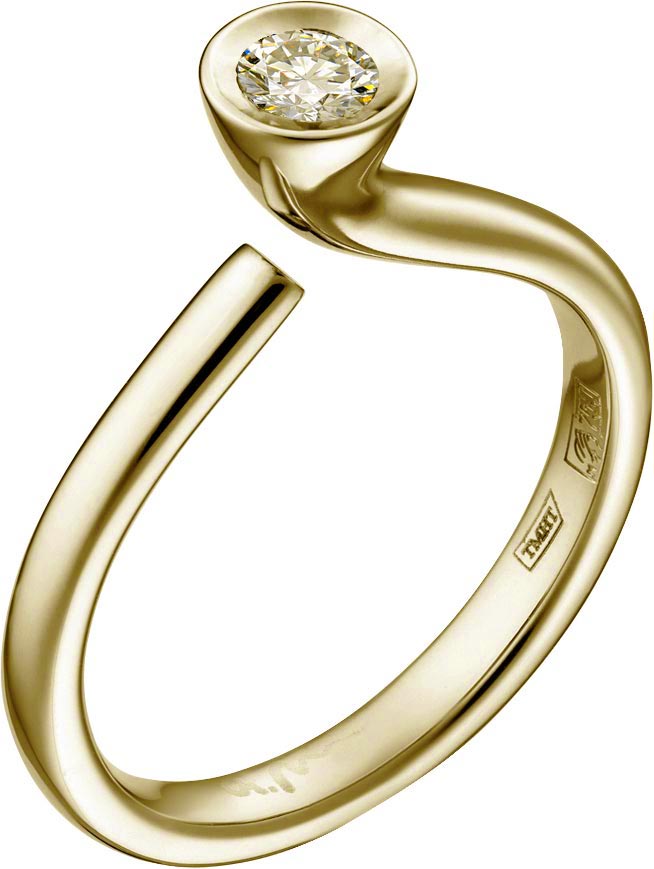 Золотое открытое кольцо Арт-Модерн 010670-ZH с бриллиантом