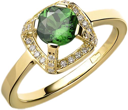 Золотое кольцо ArtAuro 1500-2/1-40-6-0_au с цаворитом, бриллиантами