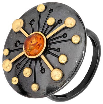 Серебряное кольцо Балтзолото АртСтудио 71131337-bz с янтарем