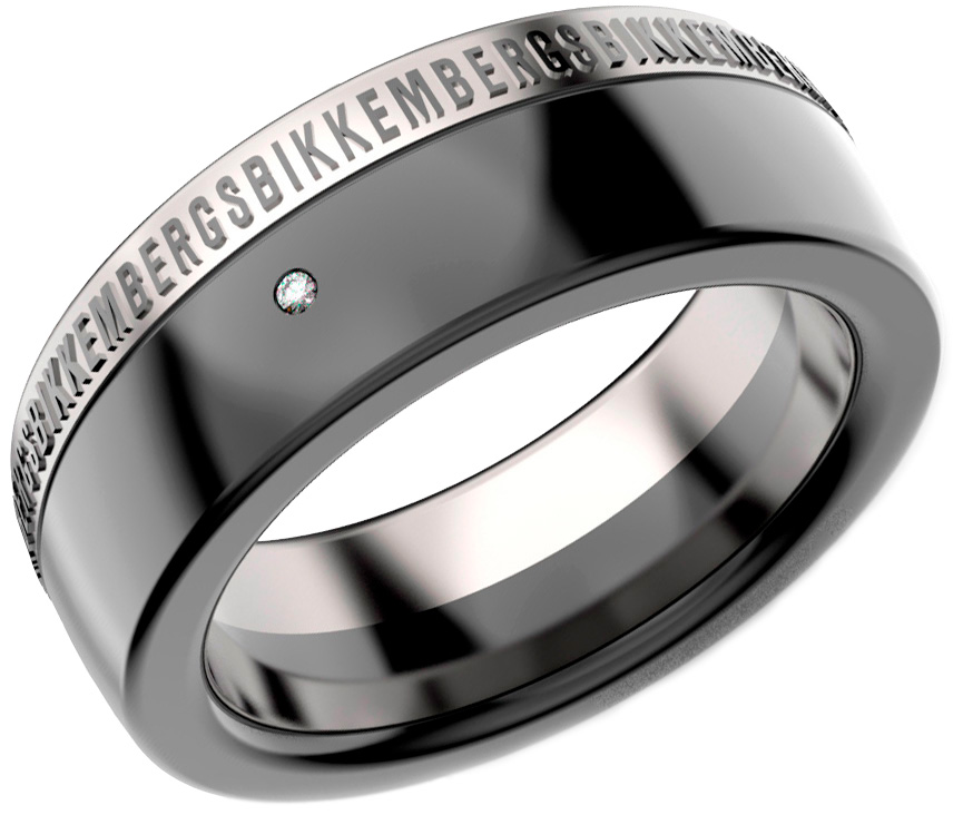 Мужское стальное кольцо Bikkembergs BANR01BW с бриллиантом