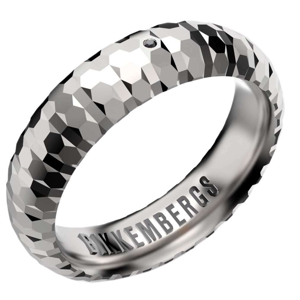 Мужское стальное кольцо Bikkembergs GEOR02WW с черным бриллиантом