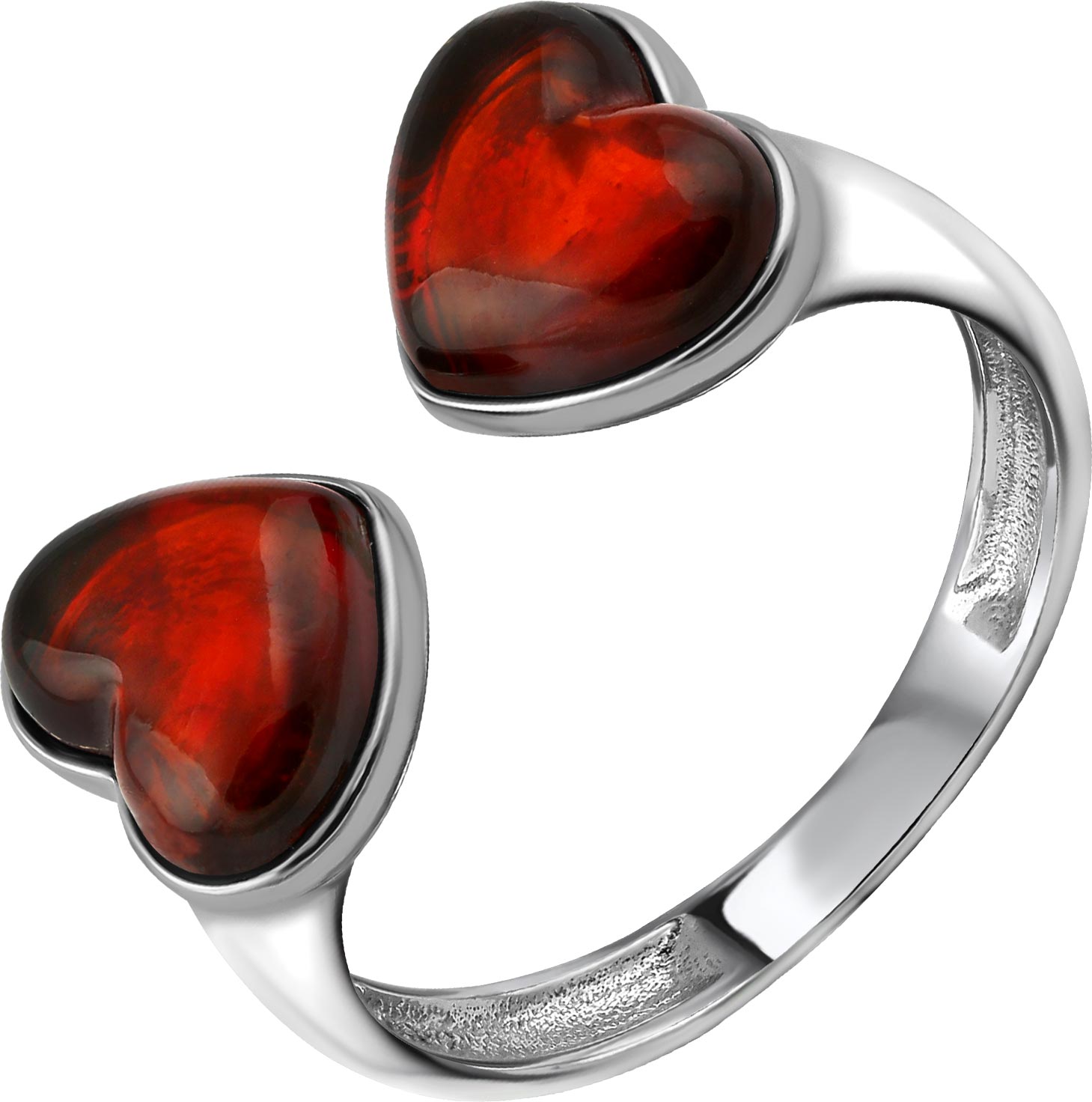 Серебряное открытое кольцо ''Сердца'' Darvin 120041030AA с янтарем