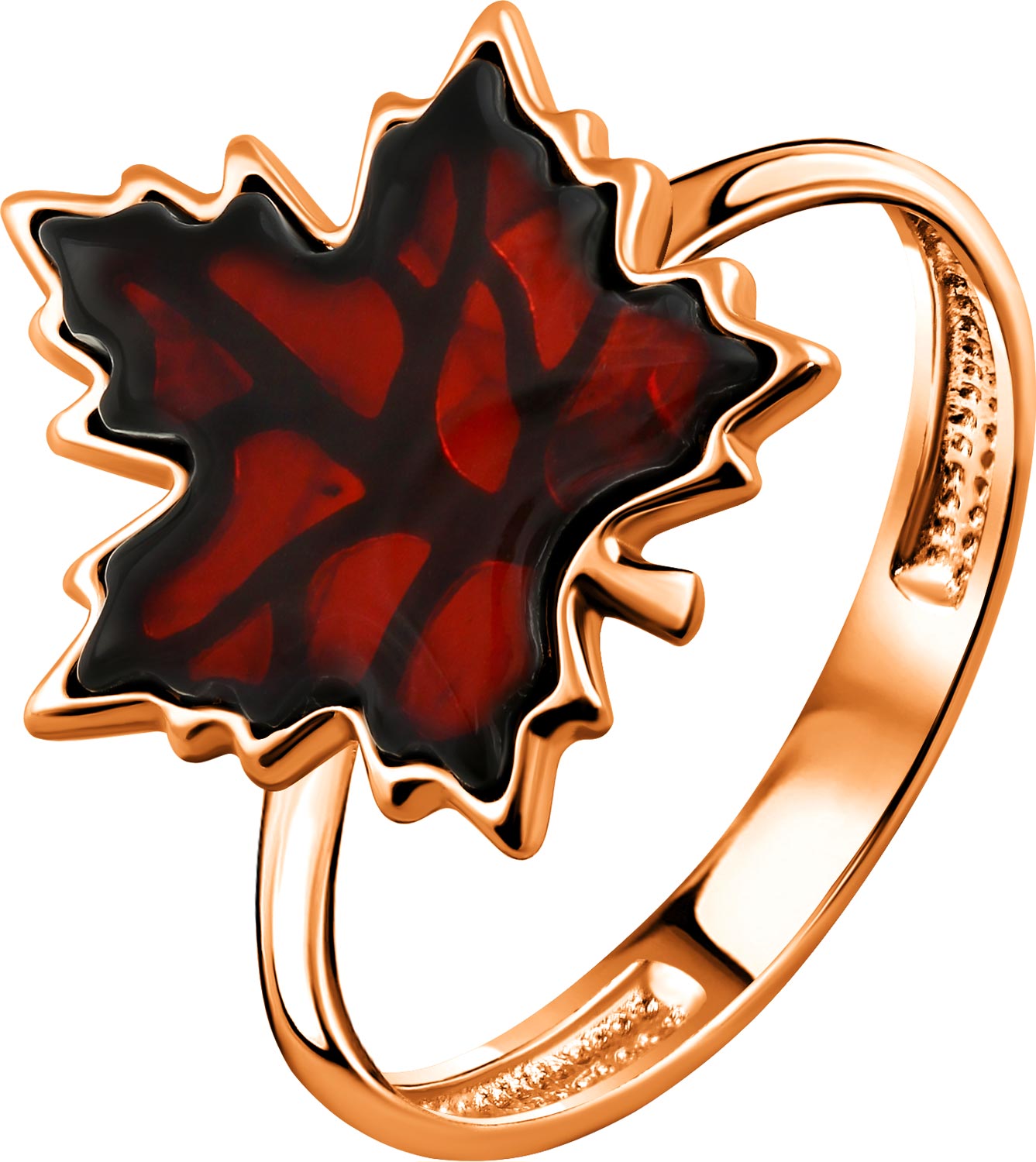 Серебряное кольцо ''Лист'' Darvin 120042148AA с янтарем