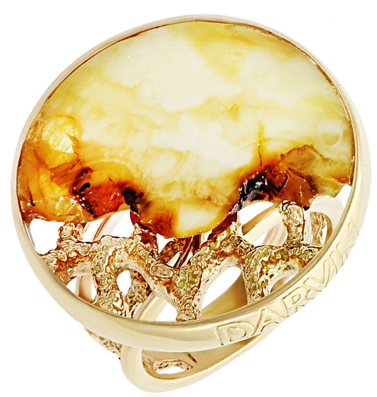 Женский серебряный перстень Darvin 520032005AA с янтарем