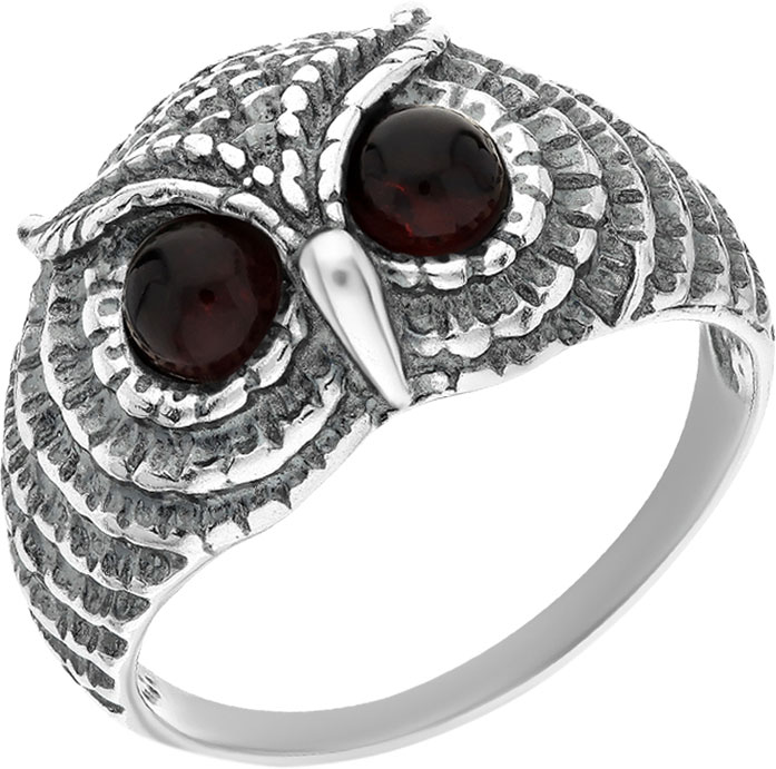 Серебряное кольцо ''Сова'' Darvin 920044135AA с янтарем