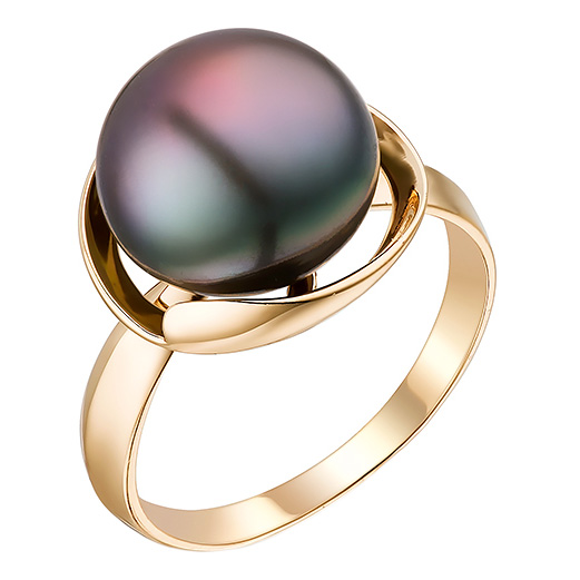 Золотое кольцо De Fleur 21433A2 с черным жемчугом — купить в AllTime.ru — фото