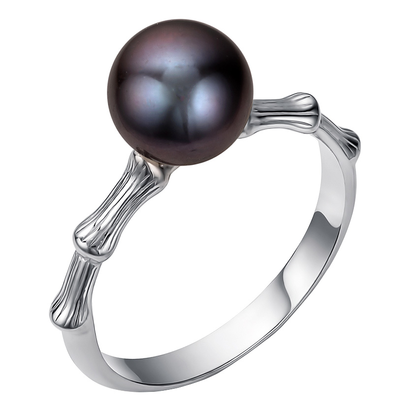 Серебряное кольцо De Fleur 51101.1S2 с черным жемчугом
