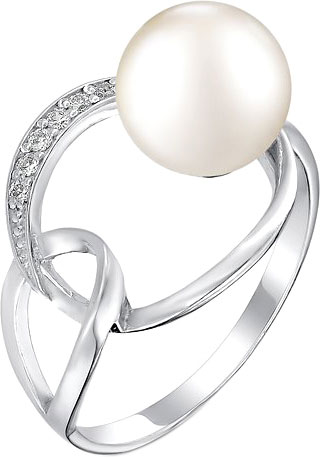 Серебряное кольцо De Fleur 51392S1 с жемчугом, фианитами