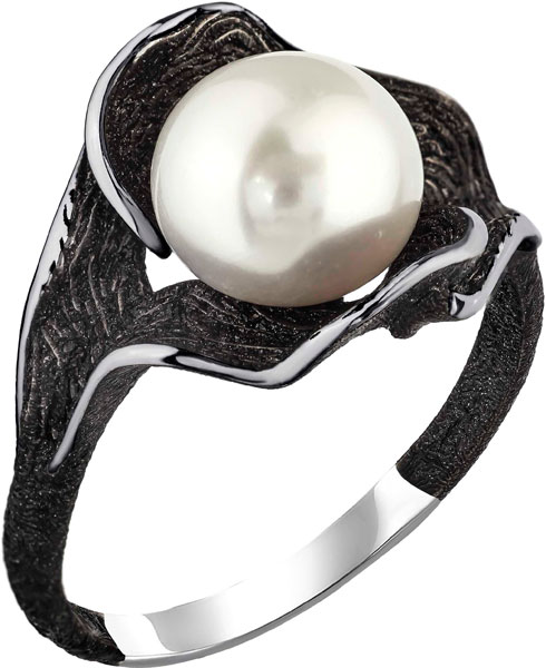 Серебряное кольцо De Fleur 51818S1B с эмалью с жемчугом
