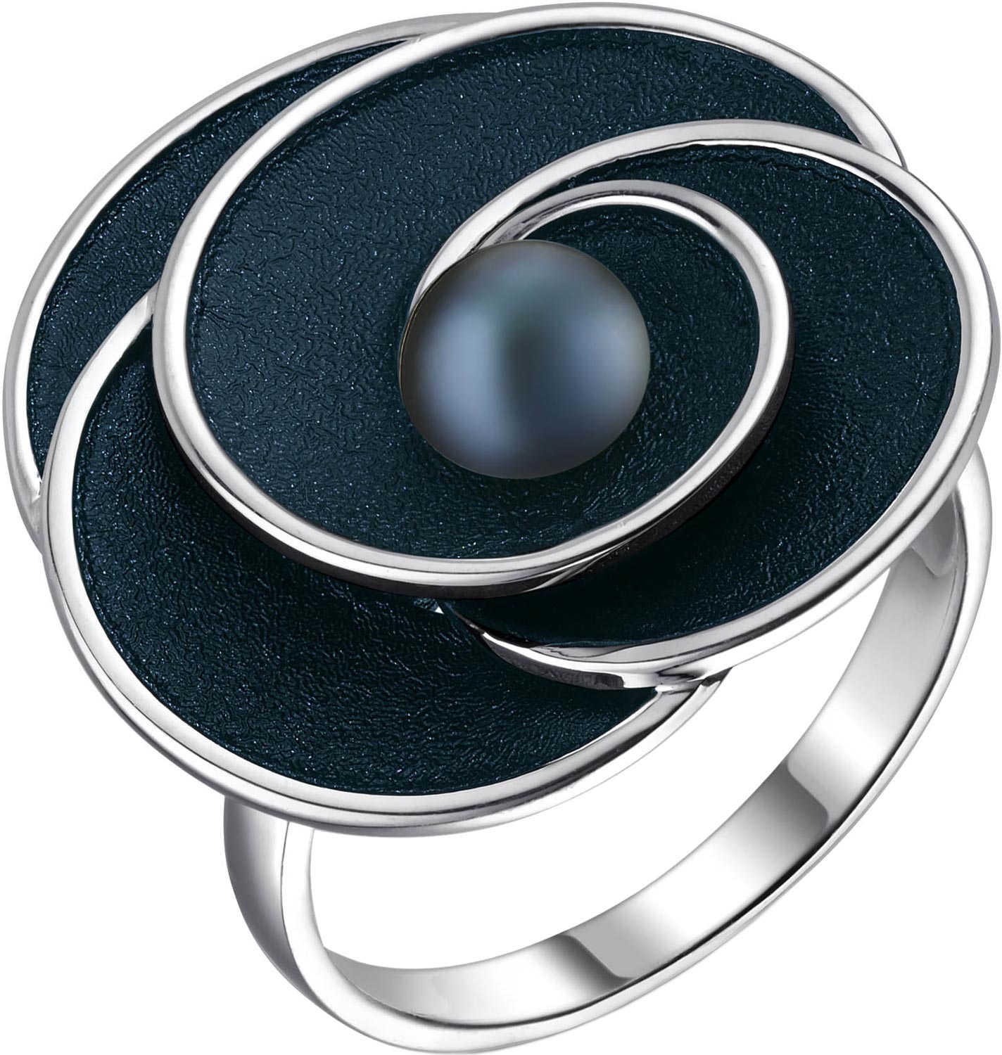 Серебряное кольцо De Fleur 51857S2U с эмалью, жемчугом