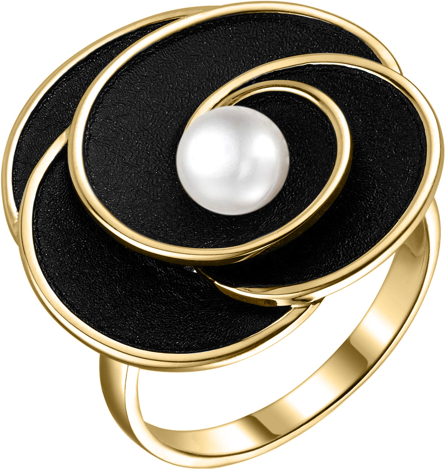 Серебряное кольцо De Fleur 51857Y1B с эмалью, жемчугом