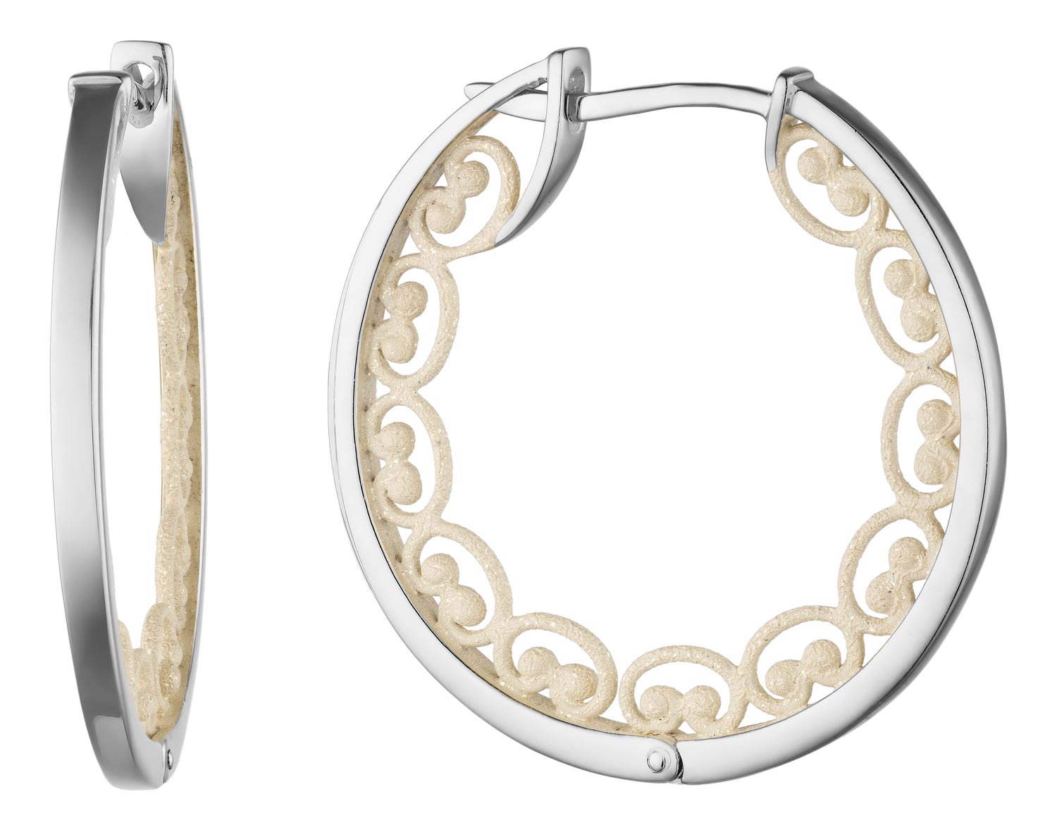 Серебряные серьги кольца конго De Fleur 52910SH с эмалью