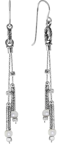 Серебряные длинные серьги DEN’O 01E1986PL с жемчугом
