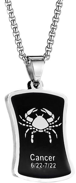Мужское стальное колье с подвеской ''Знак зодиака Рак'' DG Jewelry AB2058-F с эмалью