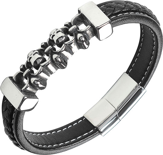 Мужской кожаный браслет DG Jewelry AS-BR025-bk