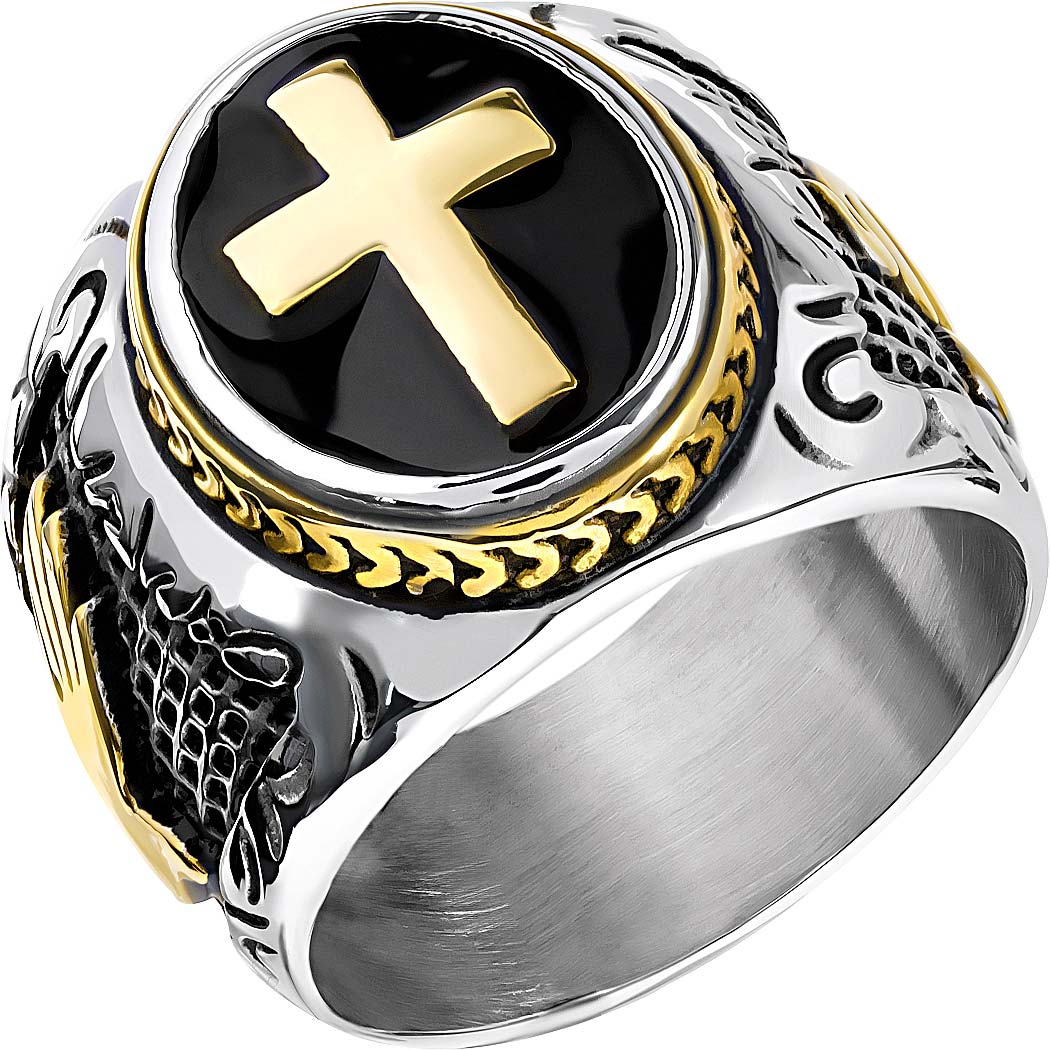 Мужской стальной перстень DG Jewelry C49-G-SS-BE с эмалью